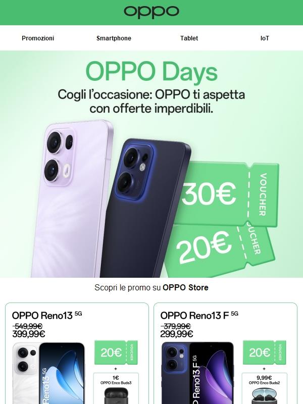 Risparmia con le promo degli OPPO Days!