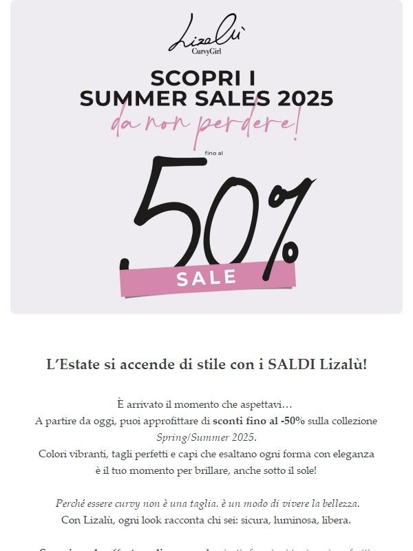 Iniziano i SALDI Lizalù: fino al -50% su tutta la bellezza che meriti!