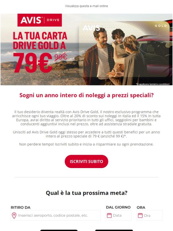 ULTIMI GIORNI ⌛ Inizia a risparmiare con Avis Drive Gold