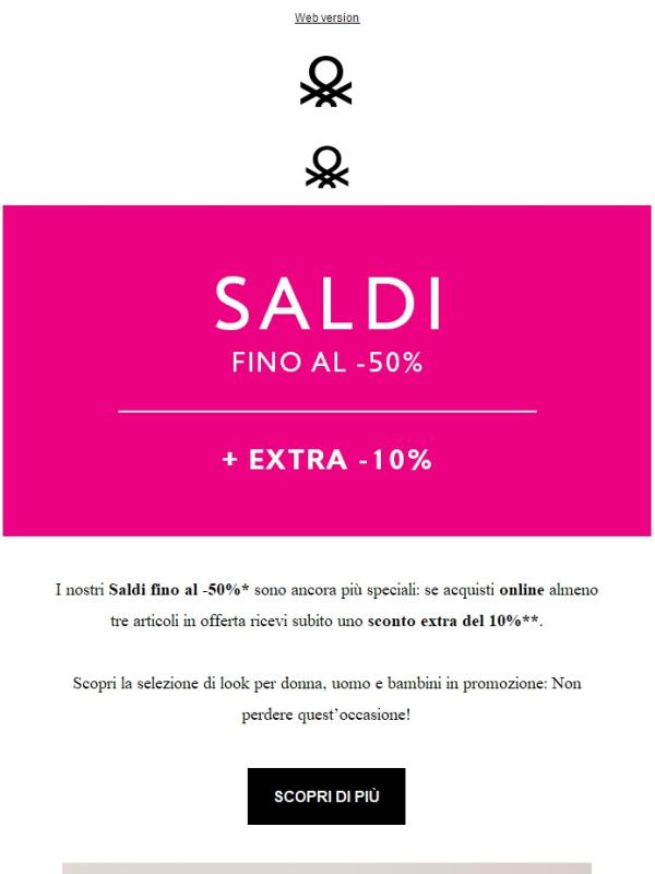 Saldi fino al- 50% e Promo Extra -10%