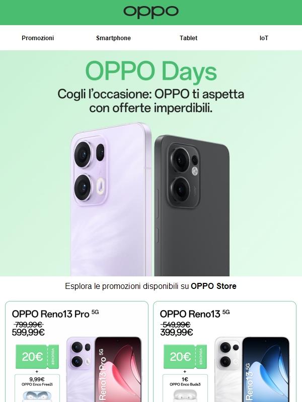 Scopri gli sconti esclusivi degli OPPO Days!