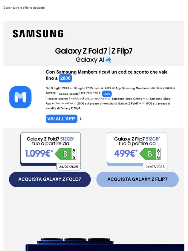 Galaxy Z Fold7 | Z Flip7 sono qui: tuoi a partire da 499€