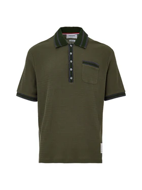 Polo Verde in Cotone Effetto Knitwear Thom Browne