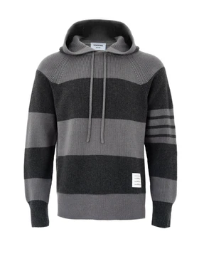 Maglia Grigia in Cashmere con Cappuccio Thom Browne