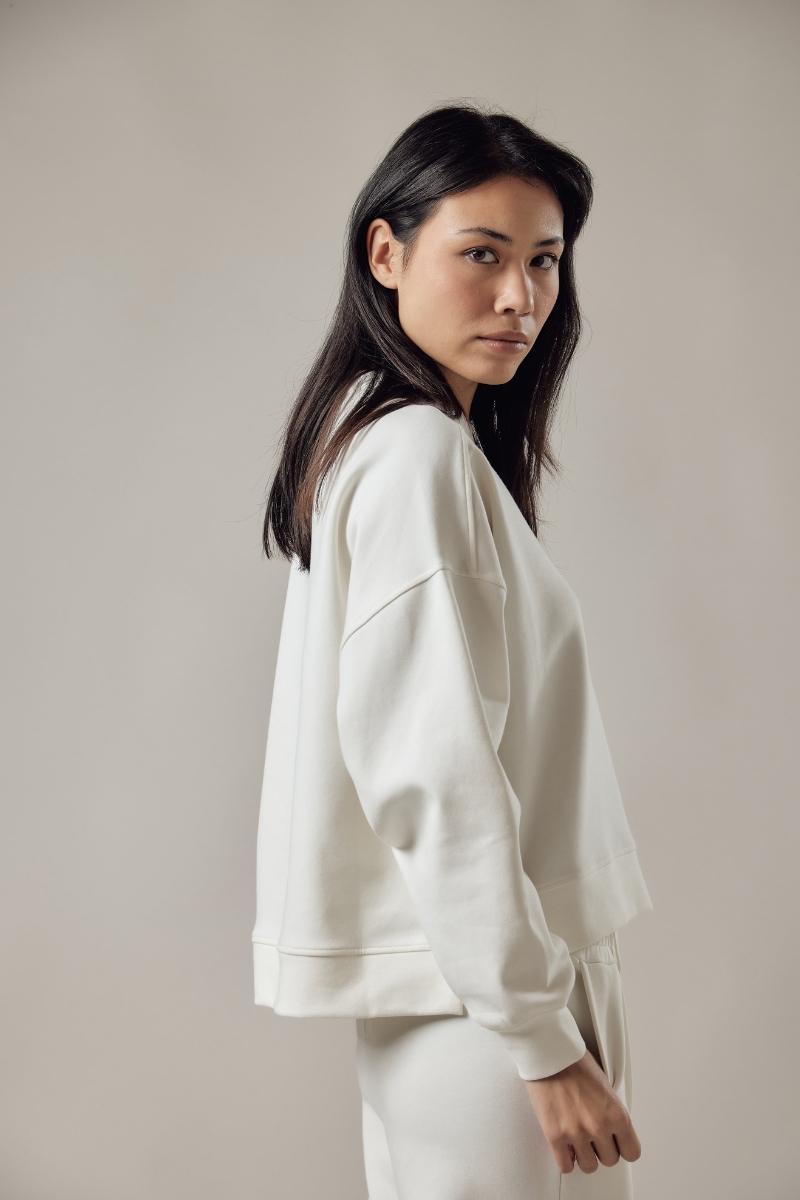 Felpa Girocollo Loose Fit in Interlock Donna