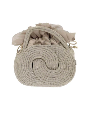 Borse donna piccole in rafia taupe con doppi manici