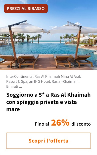 Soggiorno a 5* a Ras Al Khaimah con spiaggia privata e vista mare