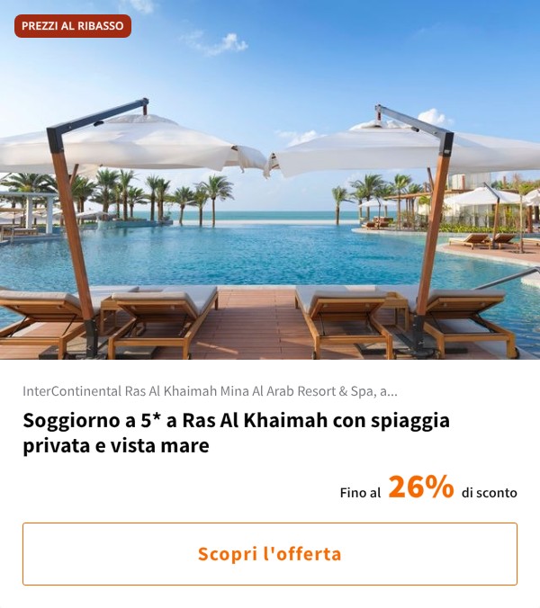 Soggiorno a 5* a Ras Al Khaimah con spiaggia privata e vista mare