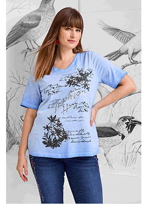 T-shirt classica con design in tradizionale stile Tracht, scollo a girocollo e mezze maniche