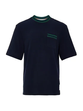 Maglia Maniche Corte in Cotone Effetto Knitwear Thom Browne