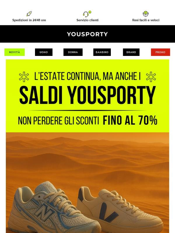 🌡️ L'estate continua, ma anche i SALDI YOUSPORTY! Non Perderli 🔥