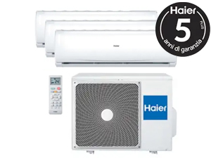 Haier Trendy Condizionatore Fisso Unità Esterna e 3 Unità Interne Trial Split Inverter 9000 + 9000 + 12000 Btu /h con Pompa di Calore Classe A++/A+