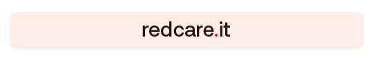 Indirizzo del sito web redcare.it centrato su sfondo color crema.