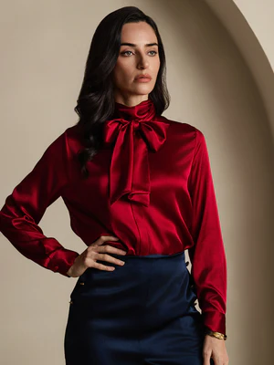Image of 19 Momme Seta Legare il collo Camicia