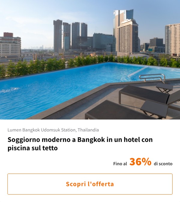 Soggiorno moderno a Bangkok in un hotel con piscina sul tetto