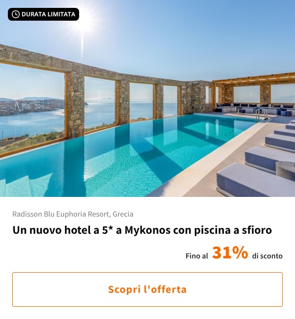 Un nuovo hotel a 5* a Mykonos con piscina a sfioro
