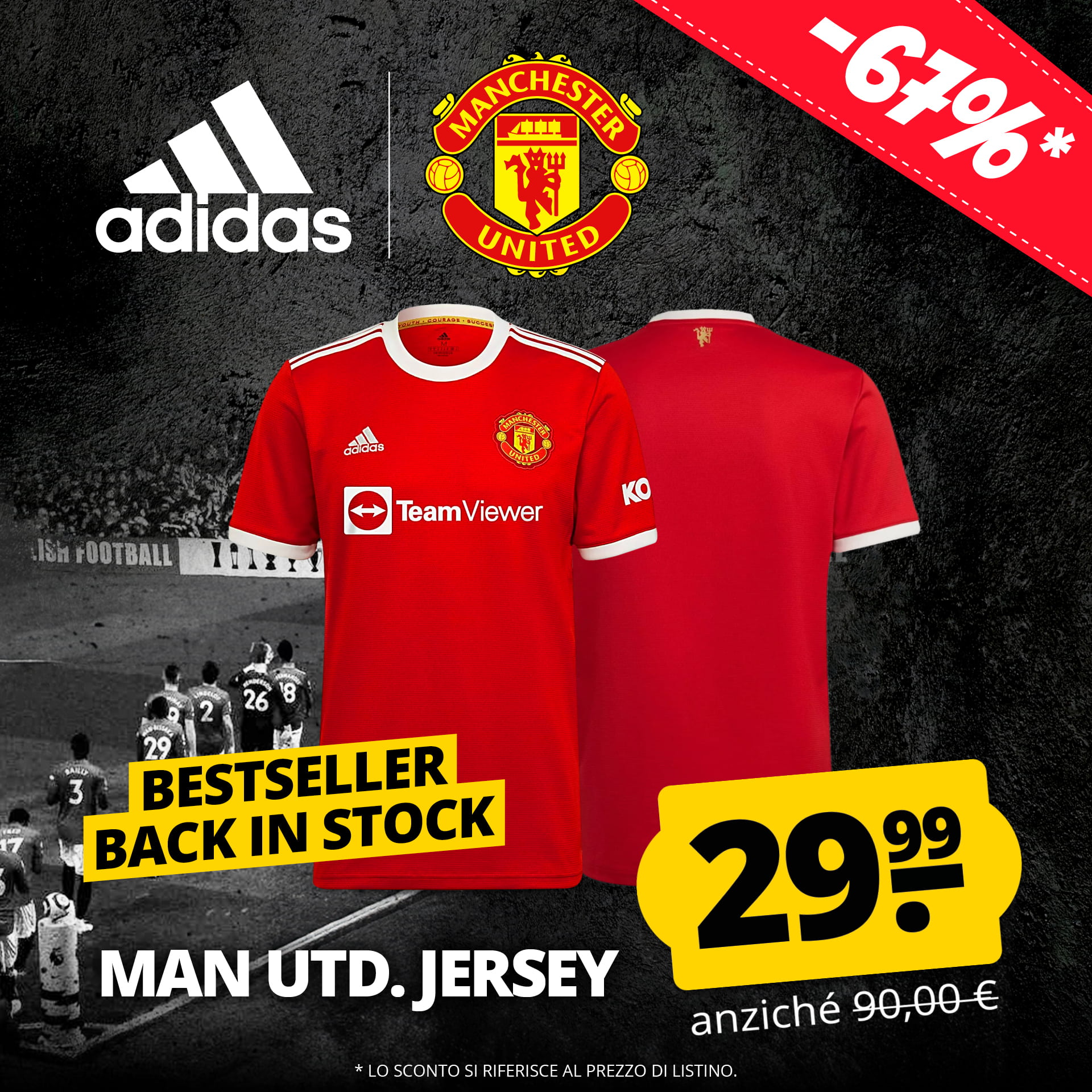 manchester united fc adidas uomo maglia per il gioco in casa