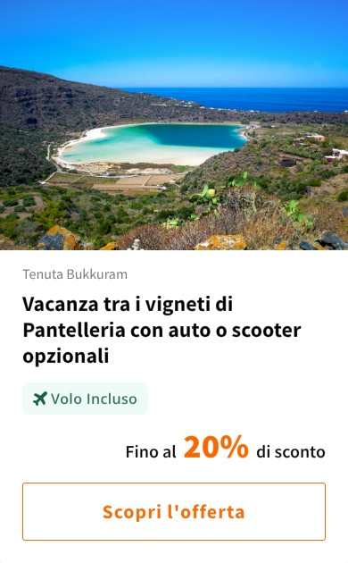 Vacanza tra i vigneti di Pantelleria con auto o scooter opzionali