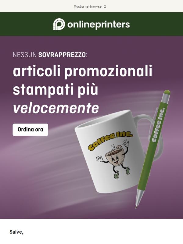 3, 2, 1... E via con la stampa! I tuoi articoli promozionali in tempi record