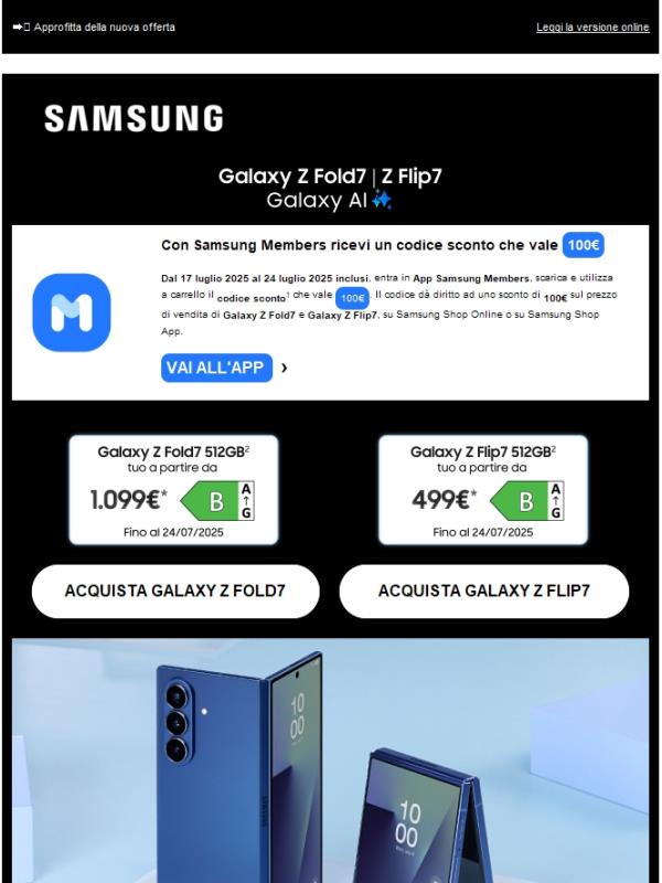Tuoi a partire da 499€🔥Nuovi Galaxy Z Fold7 | Z Flip7