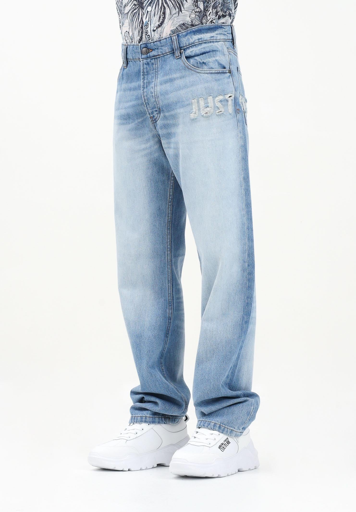 Image of JUST CAVALLI Jeans in denim chiaro da uomo con logo