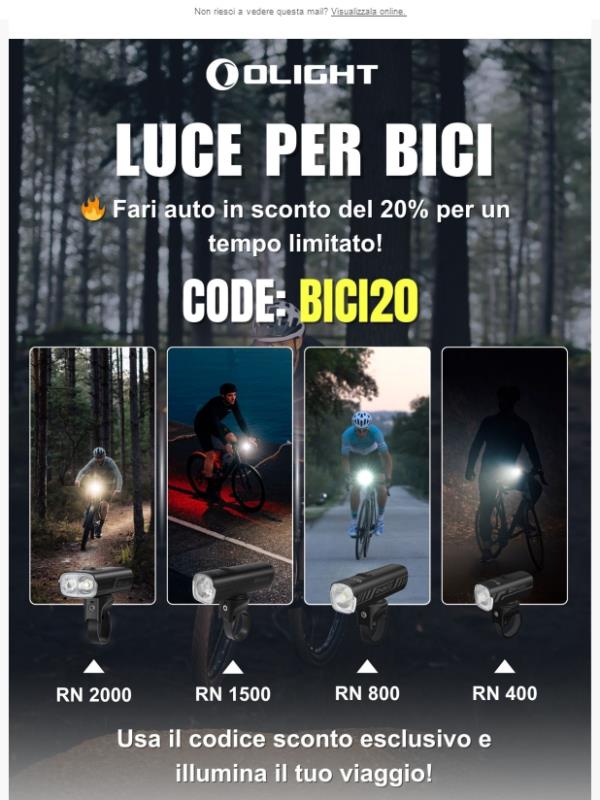 Approfitta del 20% di sconto, illumina il tuo percorso notturno!