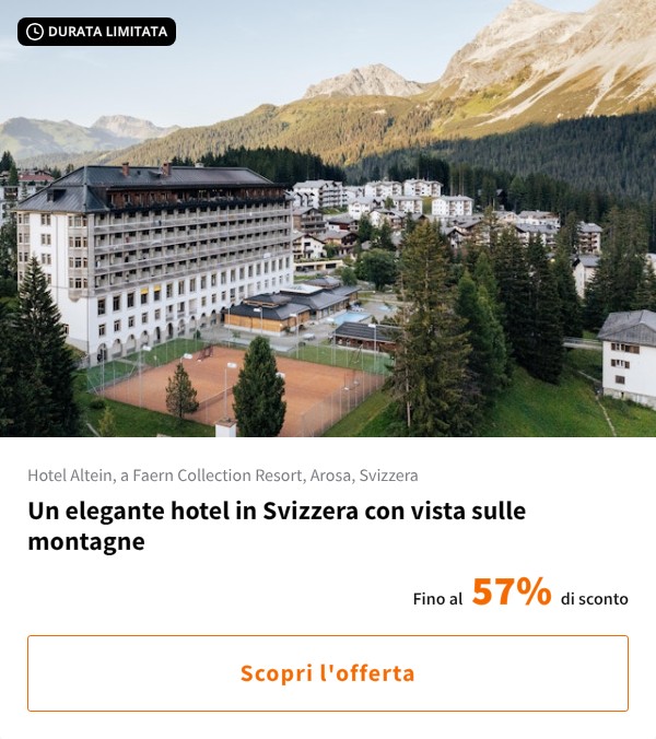 Un elegante hotel in Svizzera con vista sulle montagne