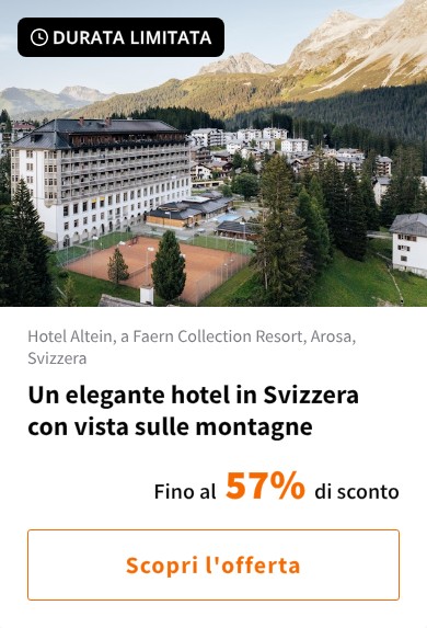 Un elegante hotel in Svizzera con vista sulle montagne
