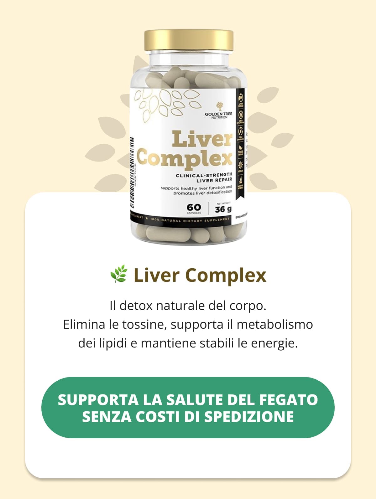 🌿 Liver Complex Il detox naturale del corpo. Elimina le tossine, supporta il metabolismo dei lipidi e mantiene stabili le energie.  👉 Supporta la salute del fegato senza costi di spedizione