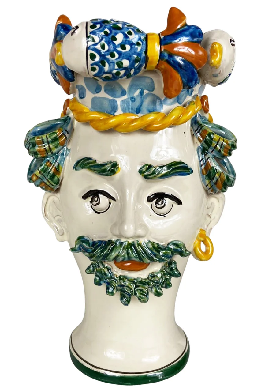 Vasi Scultura Siciliana Fatti a Mano - Uomo Pesce