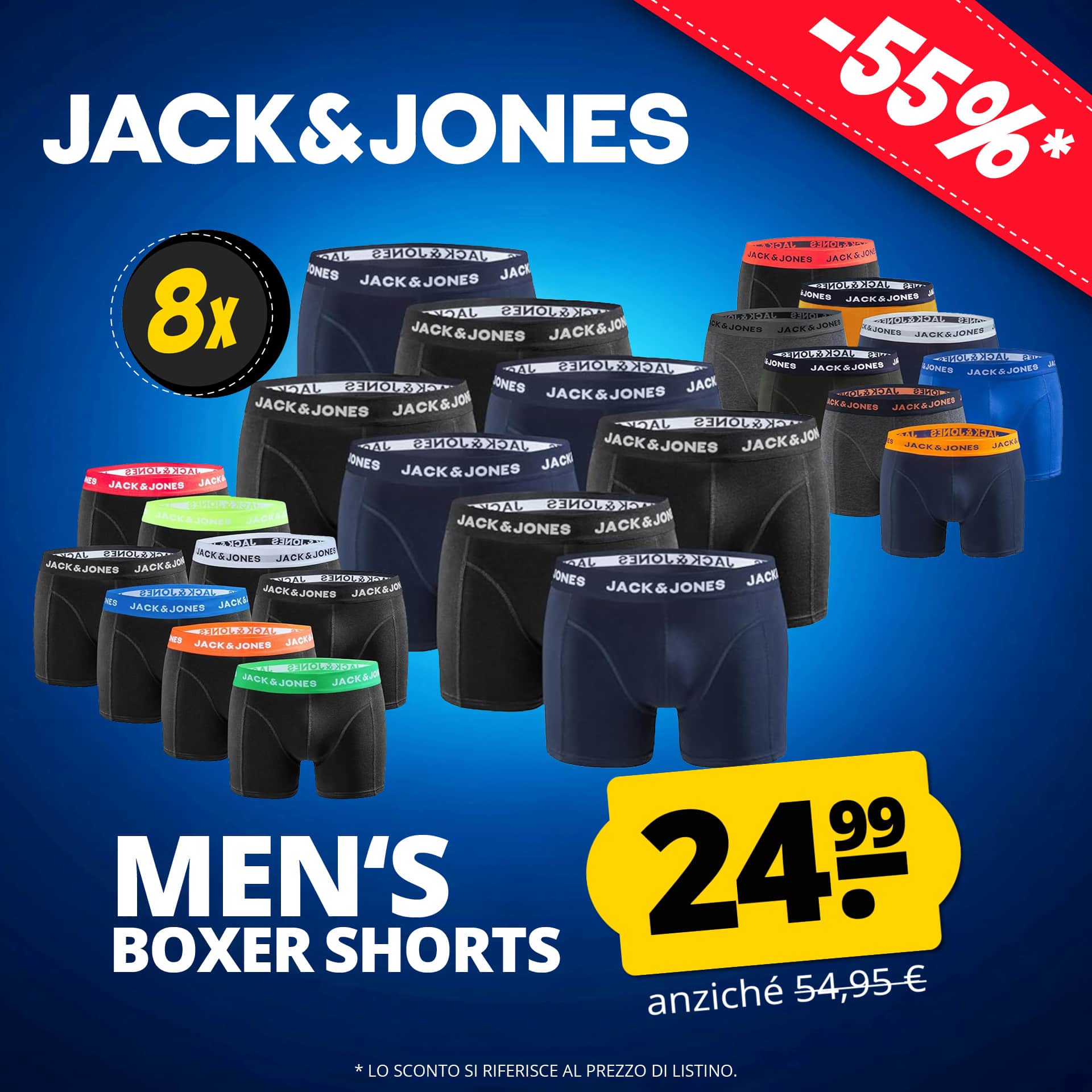 Jack & jones uomo boxer confezione da 8