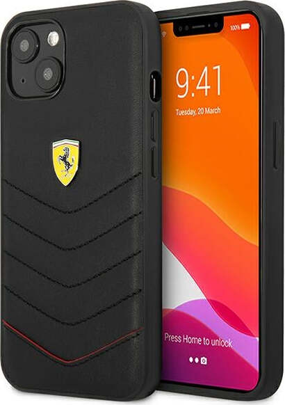 cover ferrari iphone 13 in vera pelle black
