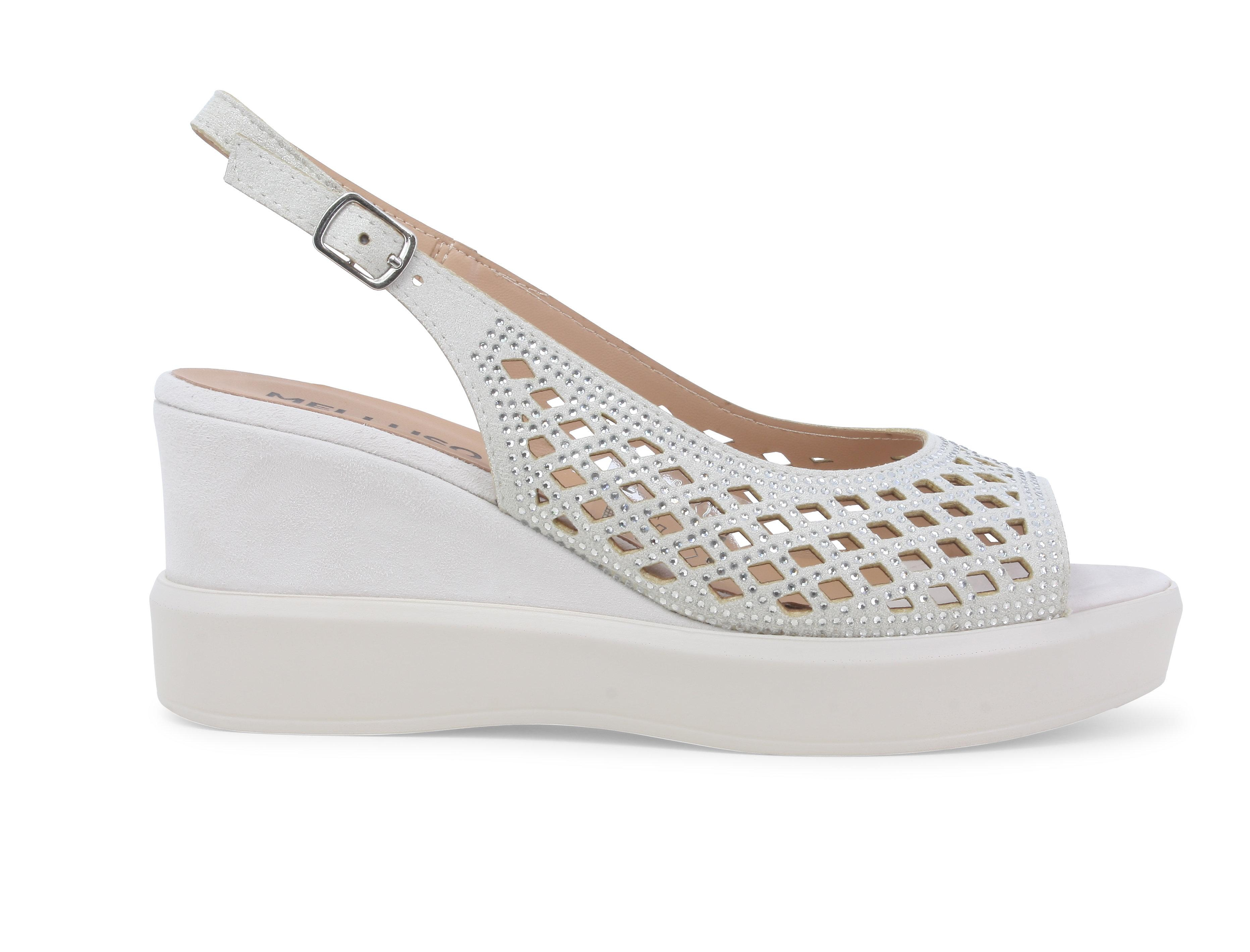 Sandalo donna in camoscio bianco r80555