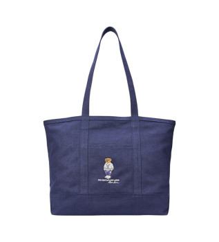 borsa-tote-in-tela-con-orso-blu-scuro