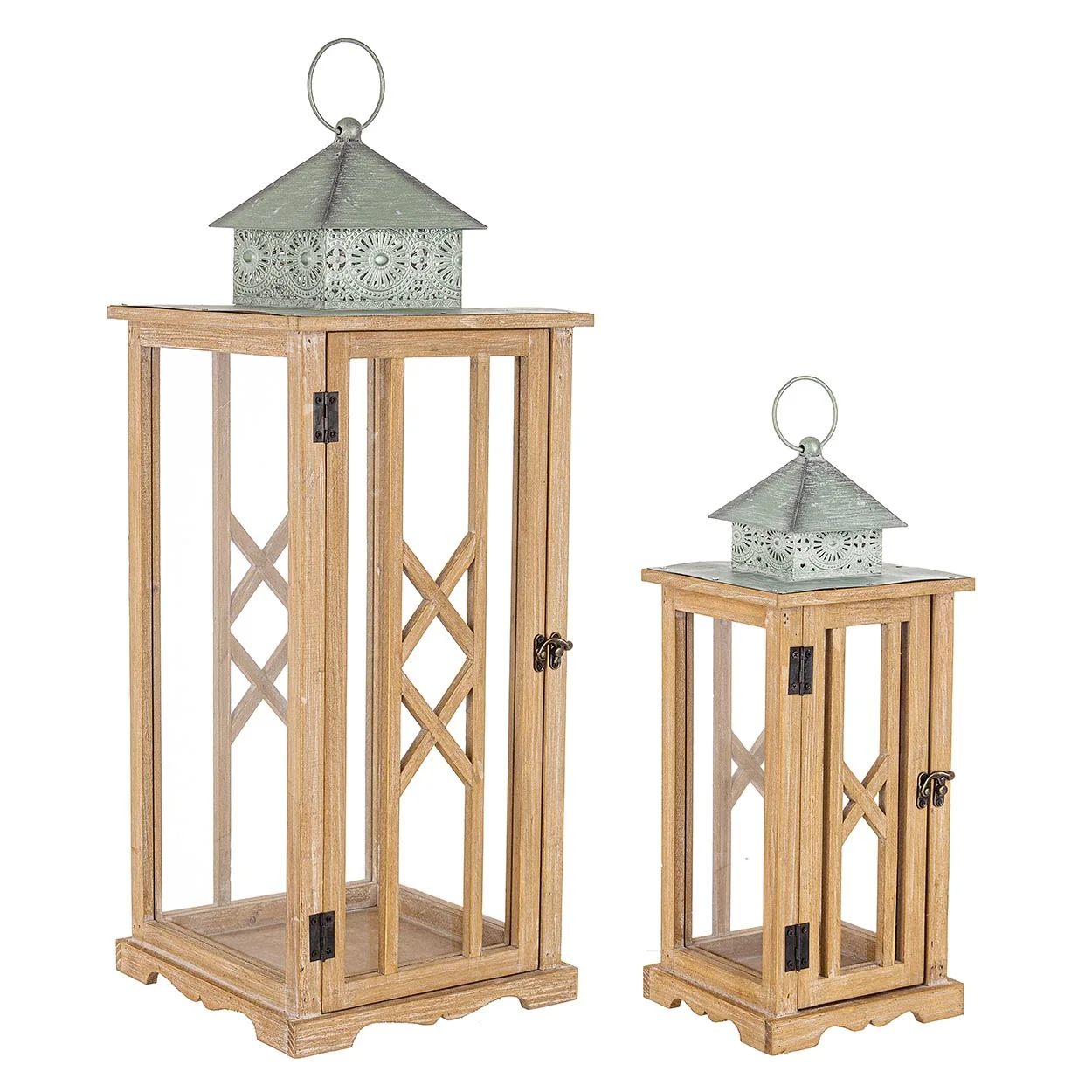 Set 2 lanterne Sybil rett nat-verde acqua