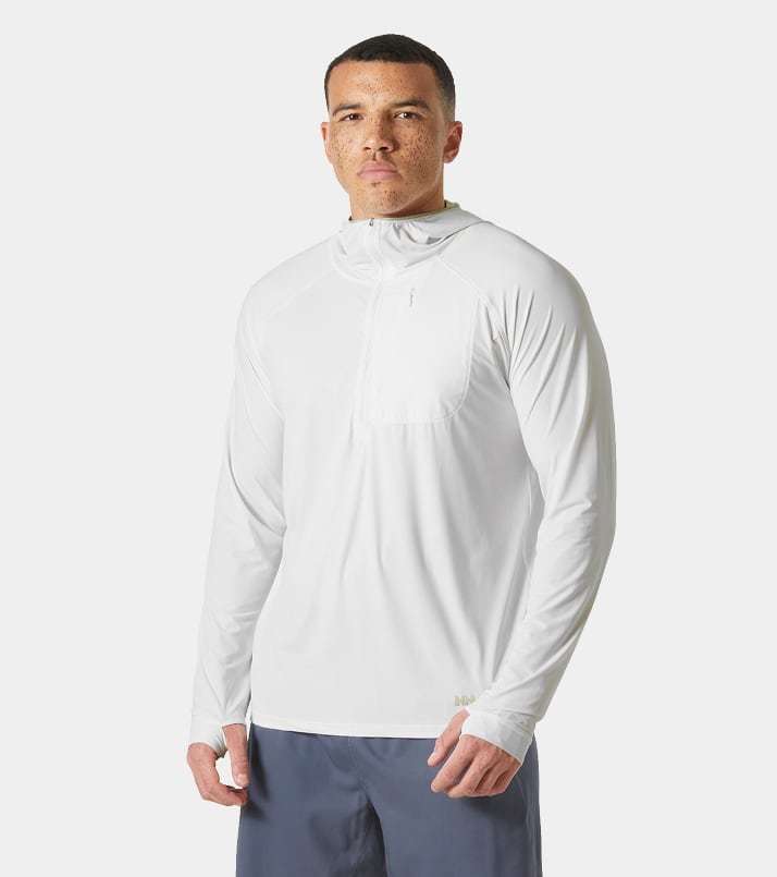 Man wearing Shine Solen Half-Zip Sun Hoodie