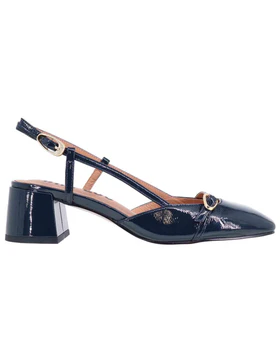 Slingback Patty donna in pelle blu tacco medio