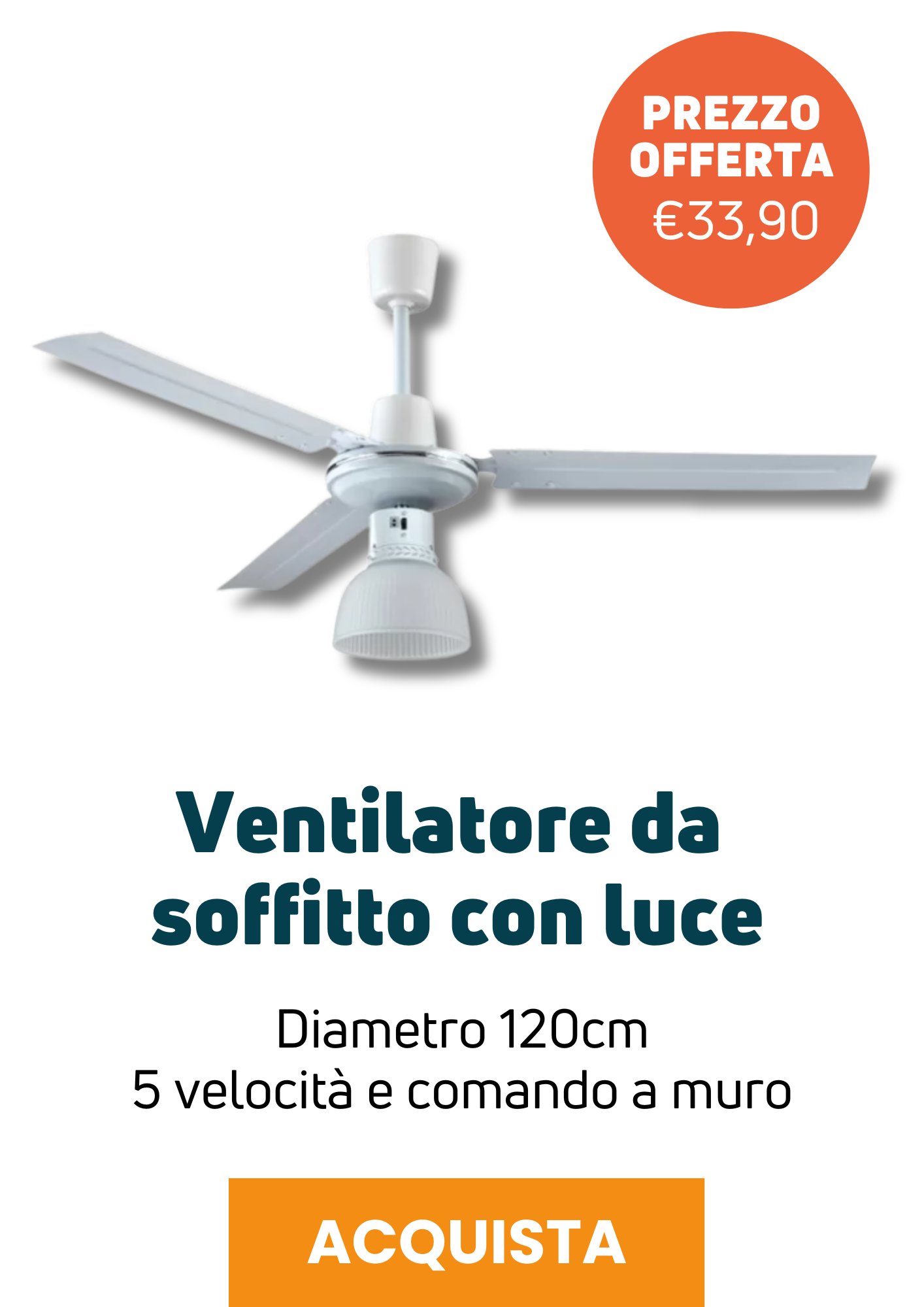 Ventilatore da soffitto con luce in offerta