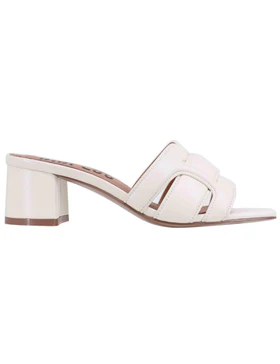Sandali donna Holly in pelle bianca tacco medio