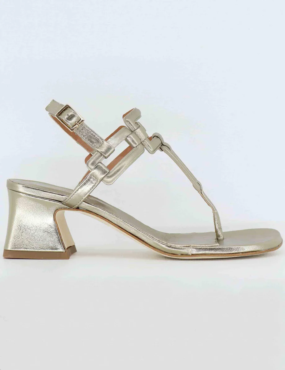 Sandali infradito donna in pelle bronzo suola in cuoio