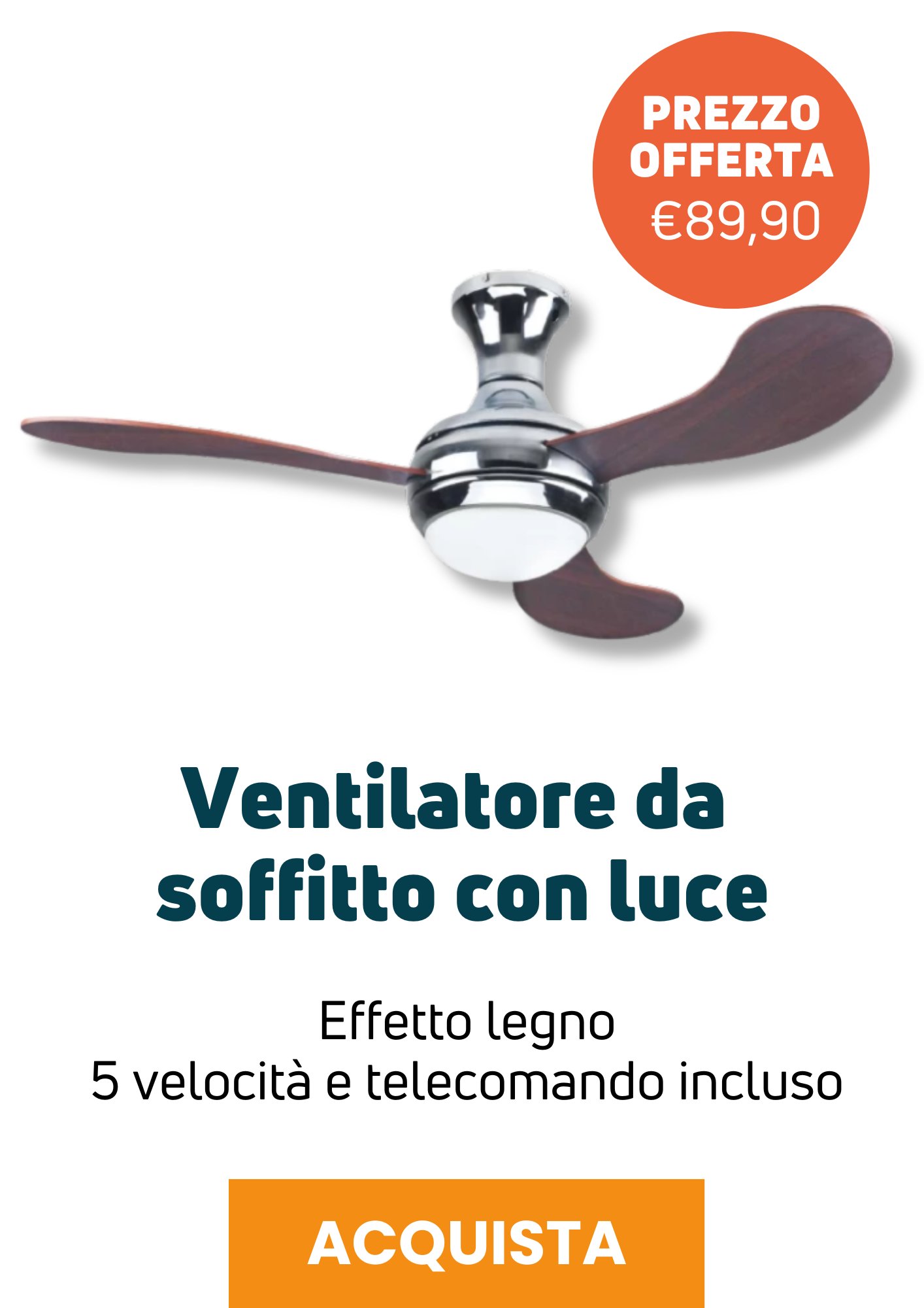 Ventilatore da soffitto effetto legno in offerta
