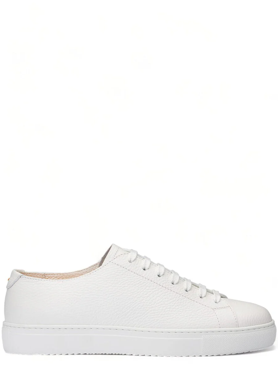 Image of Sneaker in Pelle Bottalata Bianca con Soletta Memory Foam