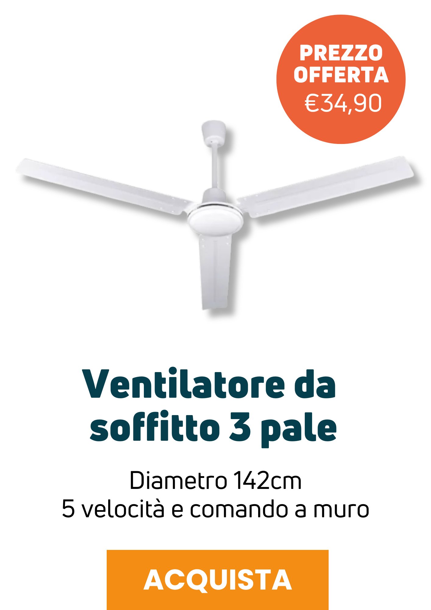 Ventilatore da soffitto 3 pale in offerta