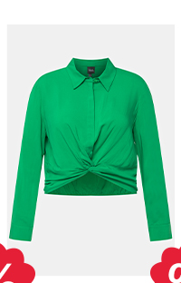 T Camicia corta con nodi, collo da camicia e maniche lunghe