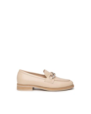 Nero Giardini Mocassini Donna in Pelle Lino con Catena Bicolore