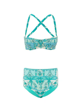 Bikini Imbottito con Stampa Verde/Azzurra Etro