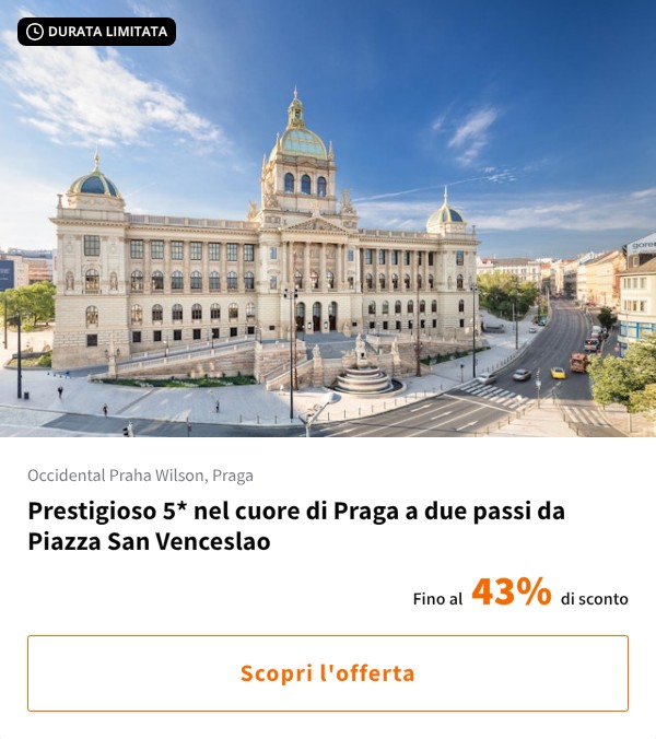 Prestigioso 5* nel cuore di Praga a due passi da Piazza San Venceslao
