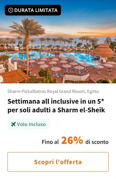 Settimana all inclusive in un 5* per soli adulti a Sharm el-Sheik