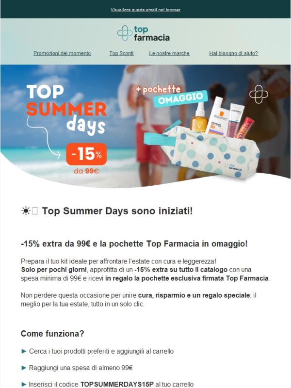 15% di sconto + Pochette in regalo: scopri i TOP Summer Days!