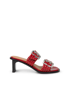 Sandali Mules Due Fasce con Borchie Forate Ganni